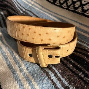 Tony Lama Saddle Tan FQ Ostrich print belt 38 NWT